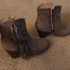 Fringe heel bootie